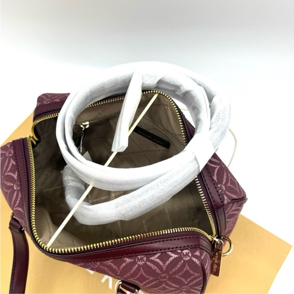 Michael Kors Medium Travel Duffle Satchel Bag Ox Blood Multi - Picture 10 of 11